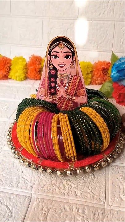 Bridal bangles plated tray with painted bride card