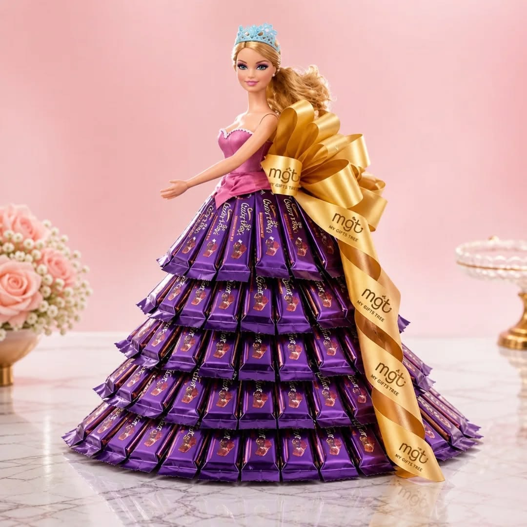 Chocolate-doll gift gown for celebrations